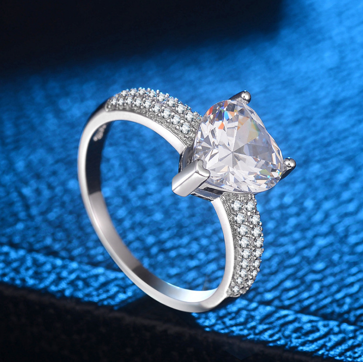 Victoria Wieck Luxury Jewelry 925 Sterling Silver Pear Cut White Topaz Pave White CZ Diamond Party Women Wedding Engagement Heart Ring Gift