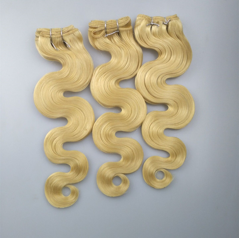 bleach brazilian blonde hair color 613 human hair weft for white women body wave blonde hair 100g piece 3pcs lot drop