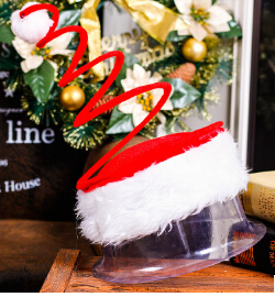 Christmas Spiral Spring Caps Children Adult Red Christmas Hat With White Plush Merry Christmas For New Year Decoration