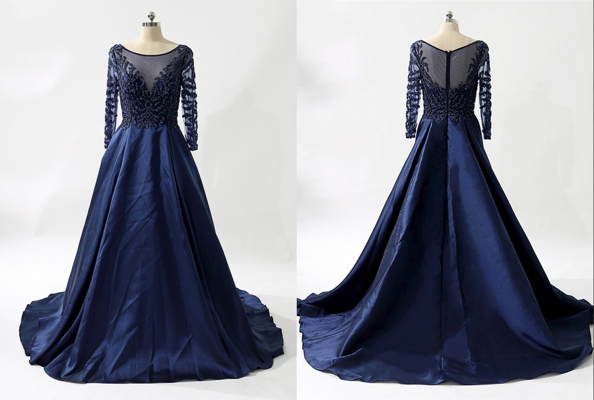 Vintage Backless Evening Prom Dress With Illusion Long Sleeves A line Satin Sheer Neck Beading Bodice Cheap 2018 Red Carpet Formal Gowns, Coral
Vintage Backless Evening Prom Dress With Illusion Long Sleeves A line Satin Sheer Neck Beading Bodice Cheap 2018 Red Carpet Formal Gowns, Coral