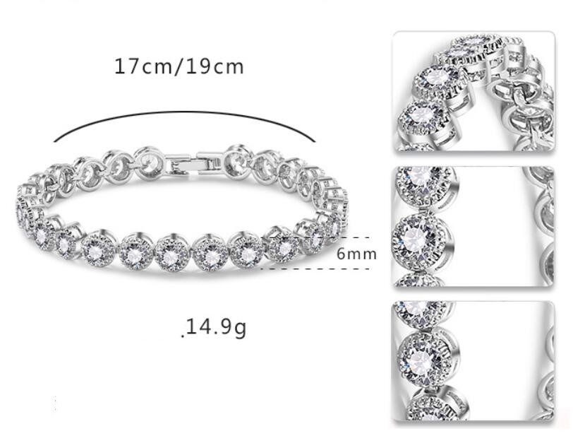 Roma Bracelet Clsssical Luxury Jewelry 18K White&Rose Gold Filled Round Cut CZ Crystal Diamond Promise Cool Women Bracelet For Lovers'Gift
