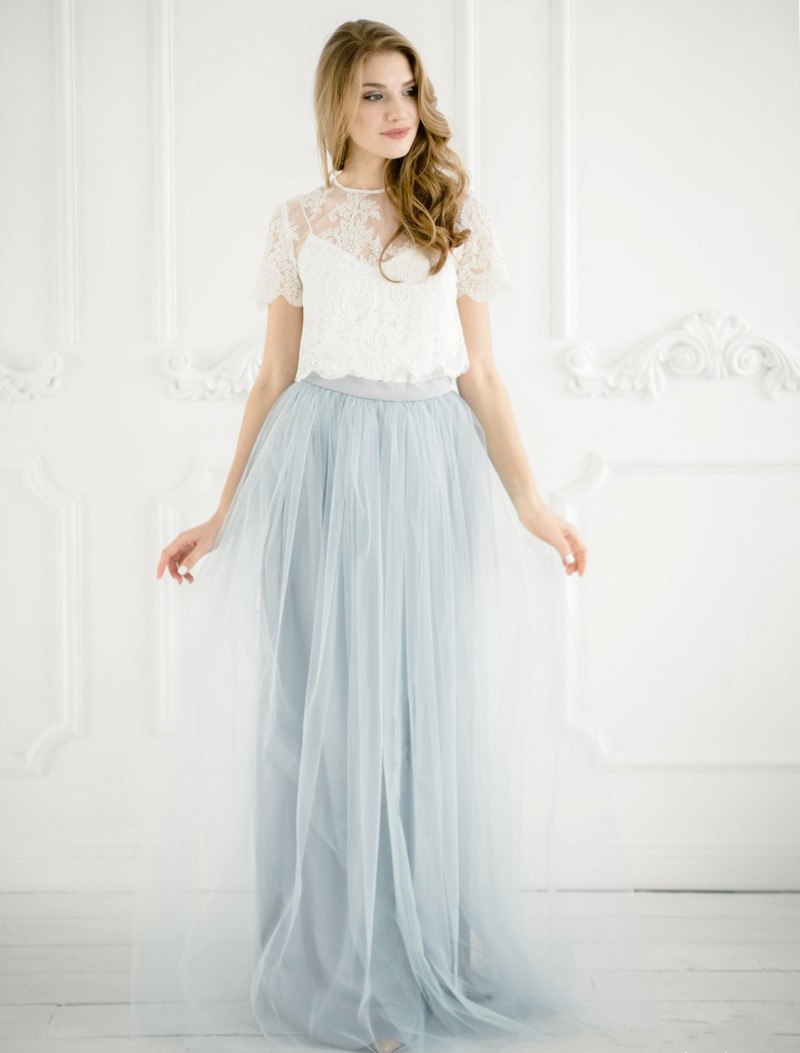 Cheap Two Pieces Country Bridesmaids Dresses Sheer Jewel Neck Lace Wedding Guest Dress or Length Tulle A e Maid Of Honor Gowns