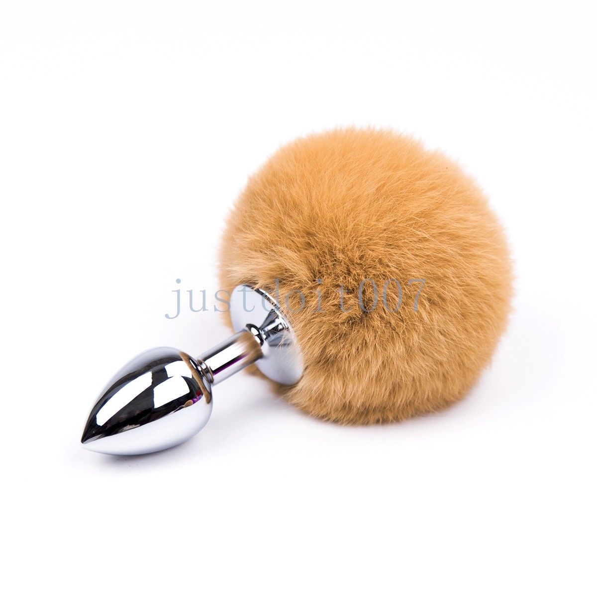 Bondage Fluffy Real Fur Bunny Rabbit Tail Plug Cosplay Animal PET Metal steel Cat Cute #R56