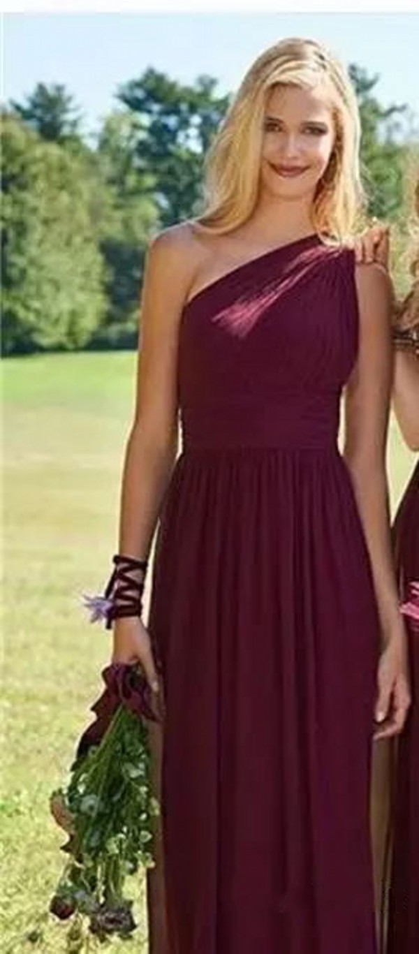 Formal Dark Burgundy Bridesmaid Dresses Long Spring 2019 A Line Chiffon Mix and Match 3 Different Styles Country Wedding Guest Dresses