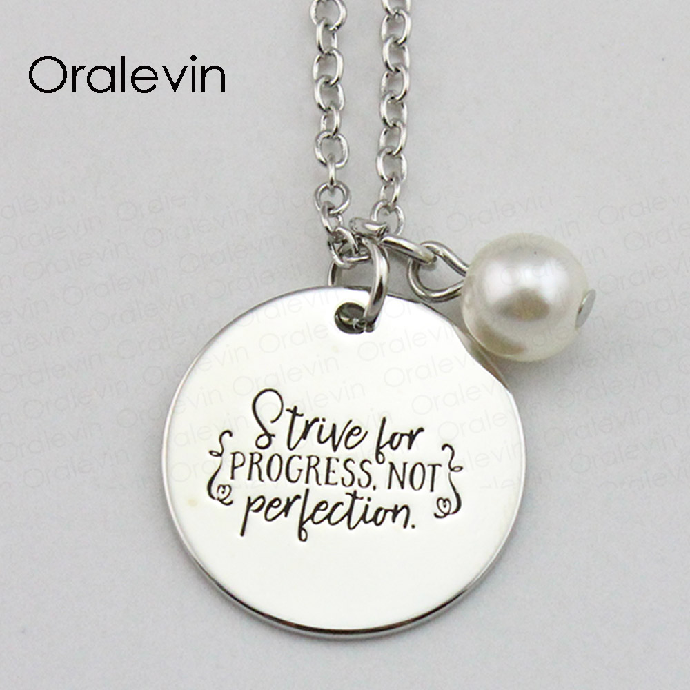STRIVE FOR PROGRESS NOT PERFECTION Inspirational Hand Stamped Engraved Custom Pendant Female Necklace Jewelry,18Inch,22MM,10Pcs/Lot, #LN1794, Silver
STRIVE FOR PROGRESS NOT PERFECTION Inspirational Hand Stamped Engraved Custom Pendant Female Necklace Jewelry,18Inch,22MM,10Pcs/Lot, #LN1794, Silver