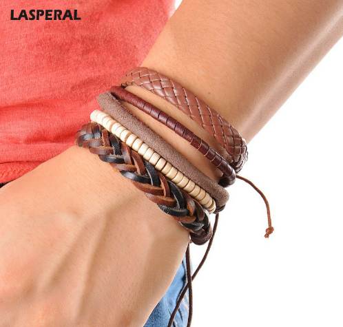 LASPERAL 1Set (3-4PCs) Leather Bracelet Men Multilayer Bead Bracelet Punk Wrap Bracelets for Women Vintage punk Men Jewelry 
LASPERAL 1Set (3-4PCs) Leather Bracelet Men Multilayer Bead Bracelet Punk Wrap Bracelets for Women Vintage punk Men Jewelry