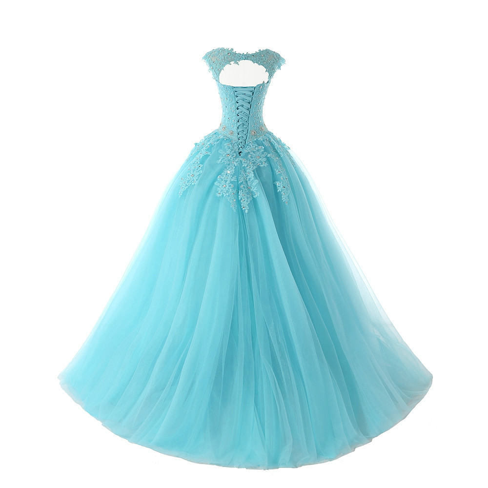 2017 New Sexy Blue Quinceanera Dresses With Appliques Beads Sweet 16 Prom Pageant Debutante Dress Party Gown QC1151