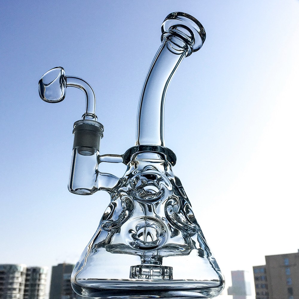 9 Inch Fab Egg Recycler Glass Beaker Bong Showhead Percolator Mini Oil Rigs 14mm Female Joint With Bowl Quartz Banger Water Pipes