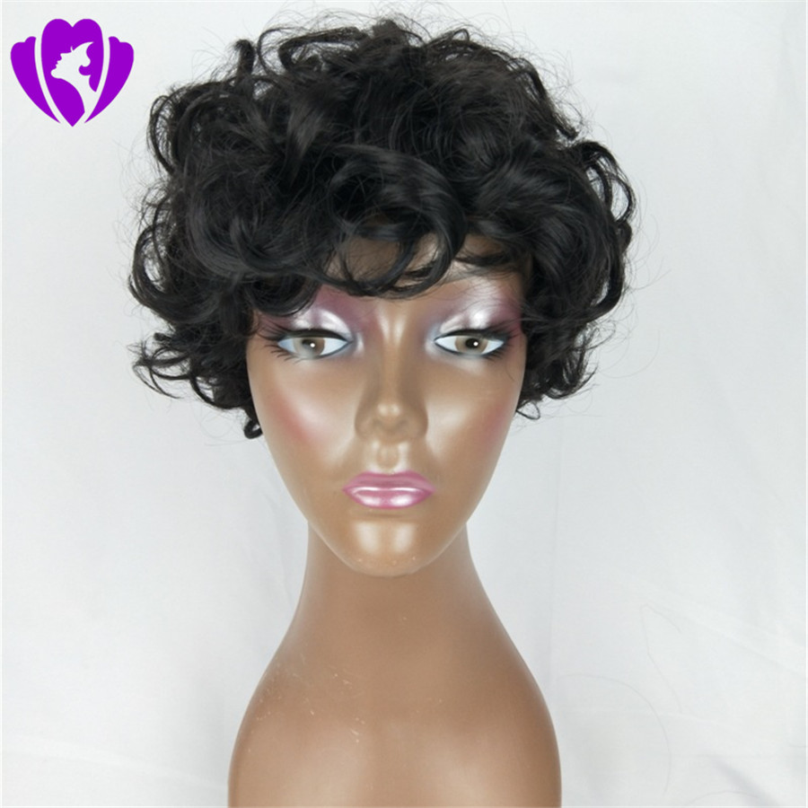 Top Quality Short Cut loose Curly Wig Simulation Human Hair Full Wigs short bob curly full wig with bangs for black women