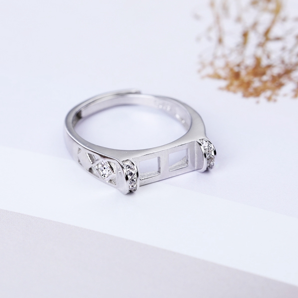 925 Sterling Silver 5x10mm Princess Cabochon Semi Mount Ring for Women Crystal Fine Jewelry Setting DIY Stone