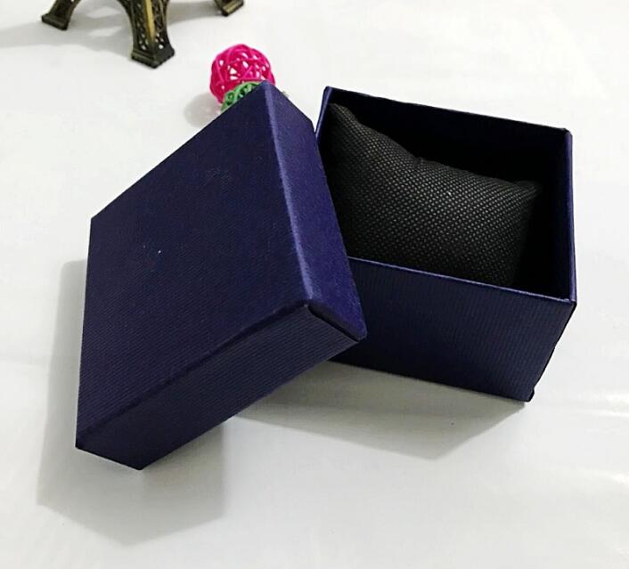 8.8cm*8.2cm*5.5cm Watch boxes blue black red paper square watch case with Nonwoven pillows jewelry display box storage box