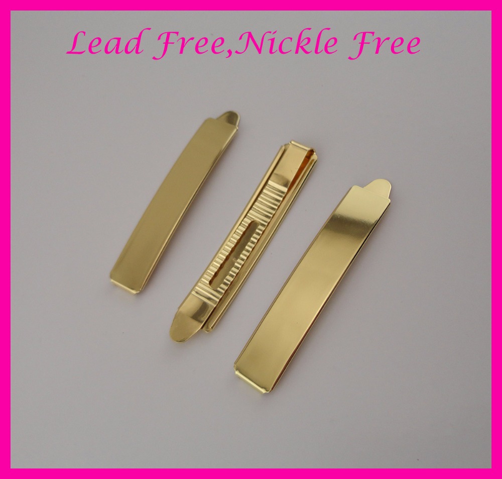 10PCS 1.3CM*7.2cm 2.85" Golden Plain Metal Slide Bobby pins at lead free and nickle free,metal hair barrettes clips