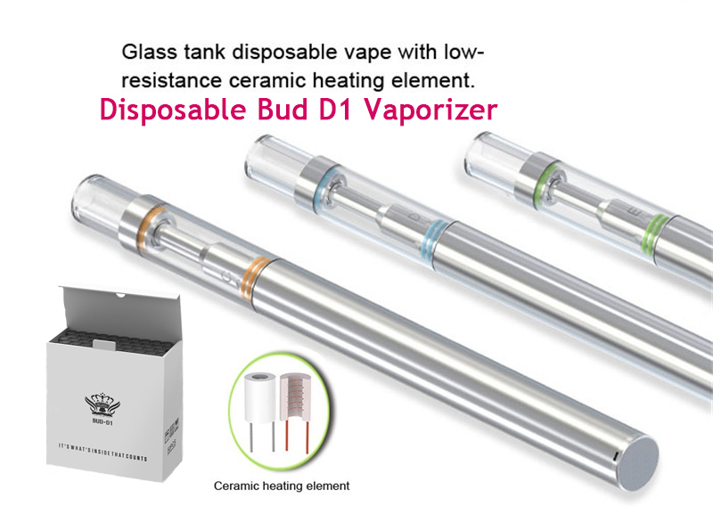 Disposable E-Cigarette Bud D1 0.5ml Ceramic Glass Tank Vape 310mah Battery Disposable Empty Vape Pen Cartridges 150-200 Puff Disposable Pens
Disposable E-Cigarette Bud D1 0.5ml Ceramic Glass Tank Vape 310mah Battery Disposable Empty Vape Pen Cartridges 150-200 Puff Disposable Pens