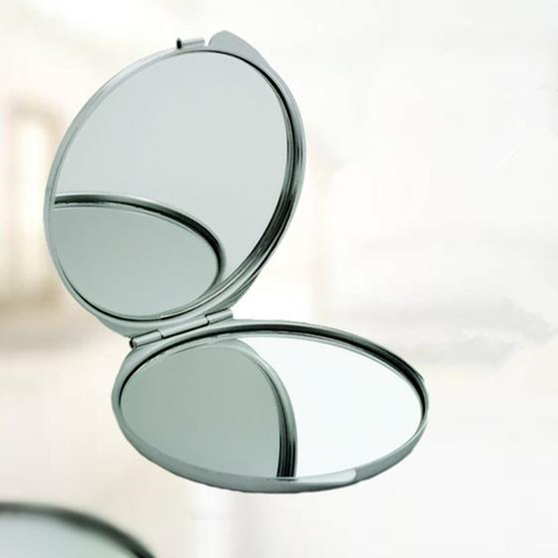 Folding Pocket Mirror Round Compact Double-sided silver gold Makeup Mirrors fast shipping F1019