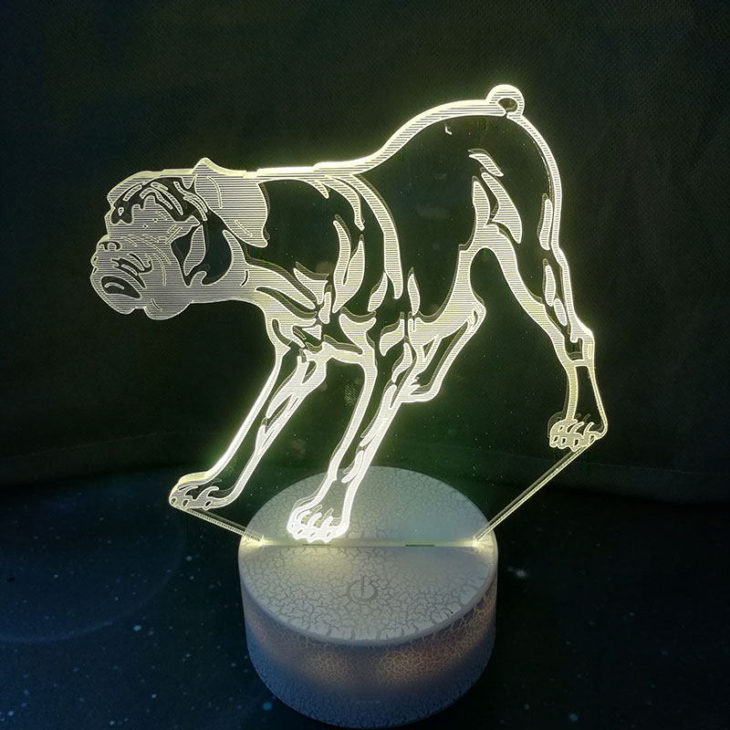 3D Boxer Dog Colorful Table Lamp Touch Control 7 Color Changing Acrylic Baby Night Light USB Decorative Kids Christmas Gifts