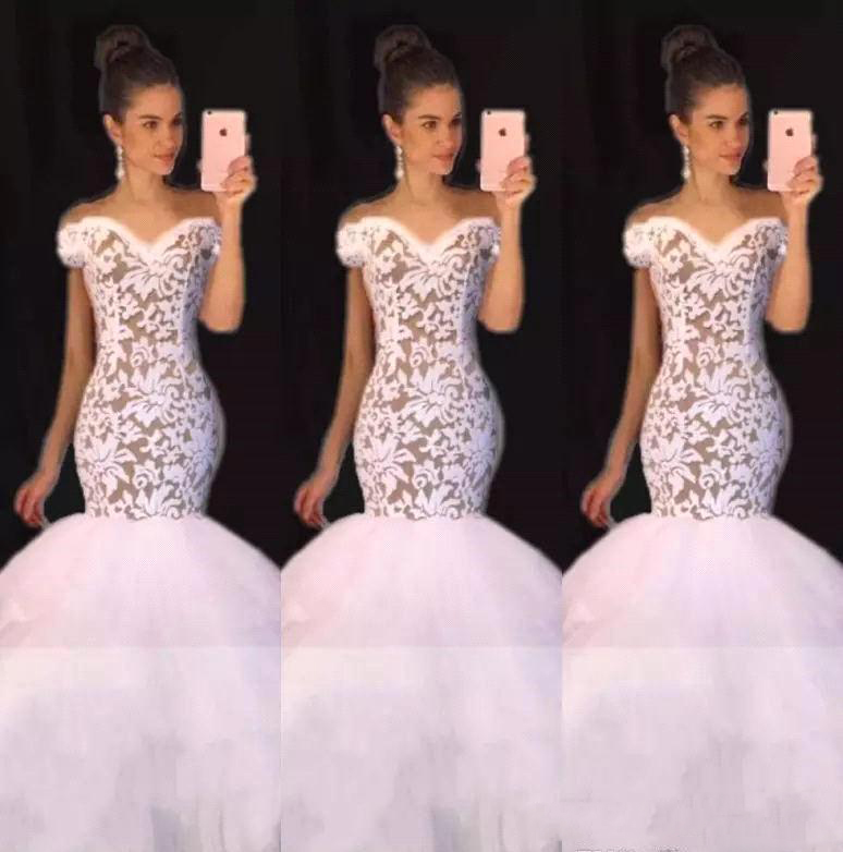 Sexy Mermaid Bridal Gowns Retro Lace And Tulle Off Shoulder Wedding Dresses 2018 Floor Length Custom Made Wedding Vestidos, Silver
Sexy Mermaid Bridal Gowns Retro Lace And Tulle Off Shoulder Wedding Dresses 2018 Floor Length Custom Made Wedding Vestidos, Silver