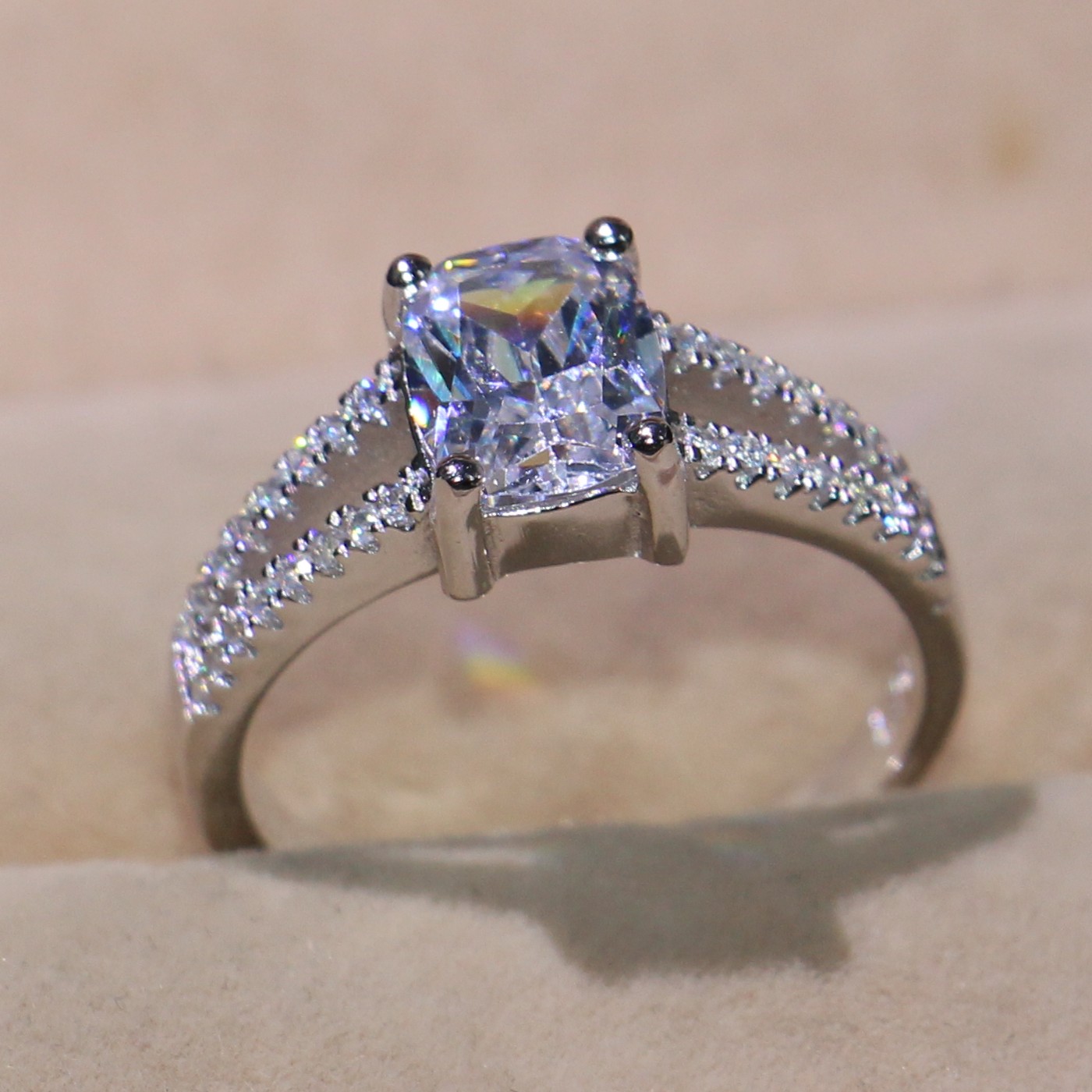 Elegant Topaz CZ Gold Filled Wedding Band Ring For Women Sz 5-11