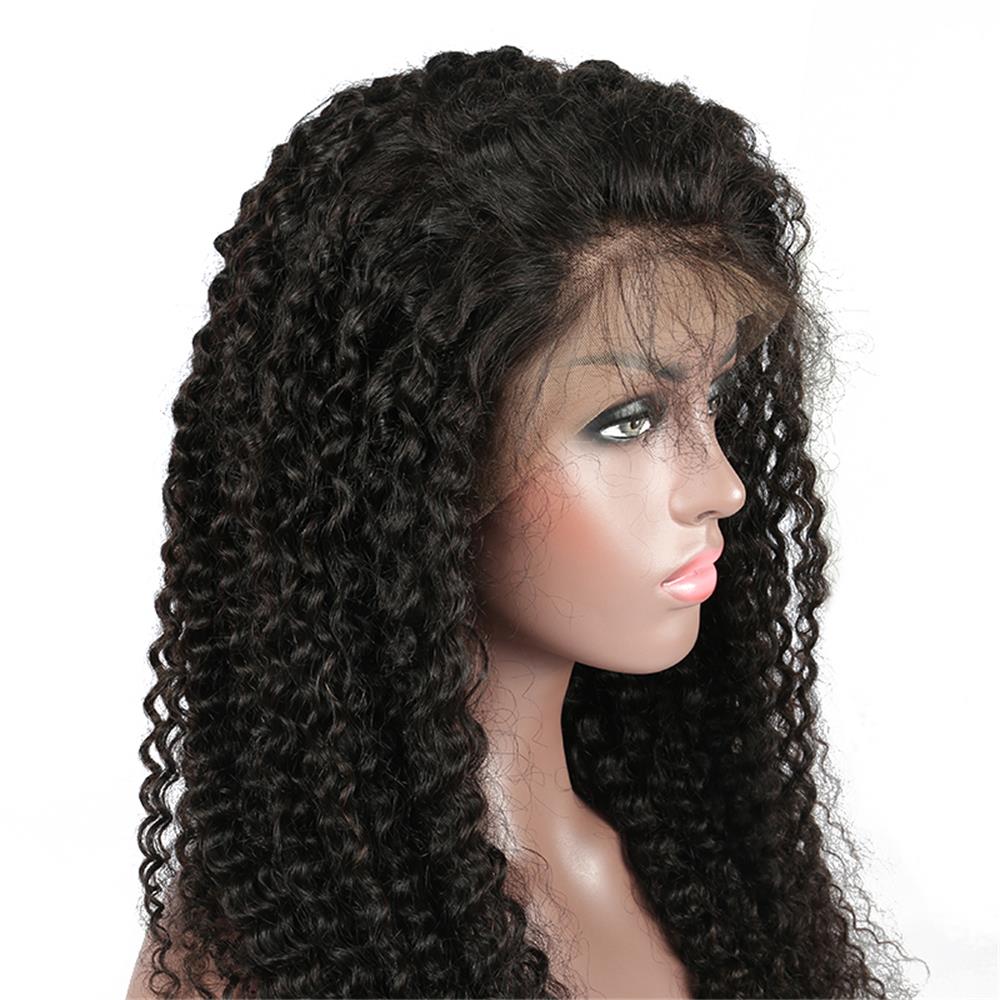 150% Density Brazilian Remy Hair 360 full lace human hair wigs Pre Plucked natural color T1B kinky curly human hair Wig