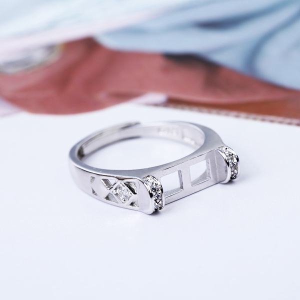 925 Sterling Silver 5x10mm Princess Cabochon Semi Mount Ring for Women Crystal Fine Jewelry Setting DIY Stone