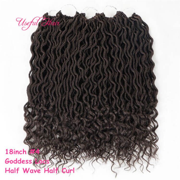 

18 inch Synthetic braiding Crochet Hair goddess locs Faux Locks Curly Crocheted Braids Synthetic Hari Extensions For Black Women made in China