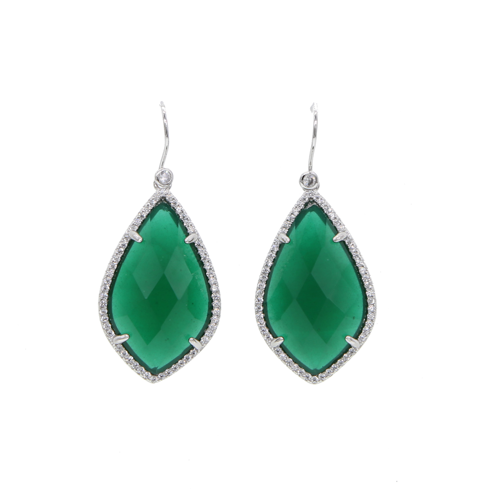 big emerald gemstone dangle earring for women european modern big stone ear wire geometric shaped stone dangle earring