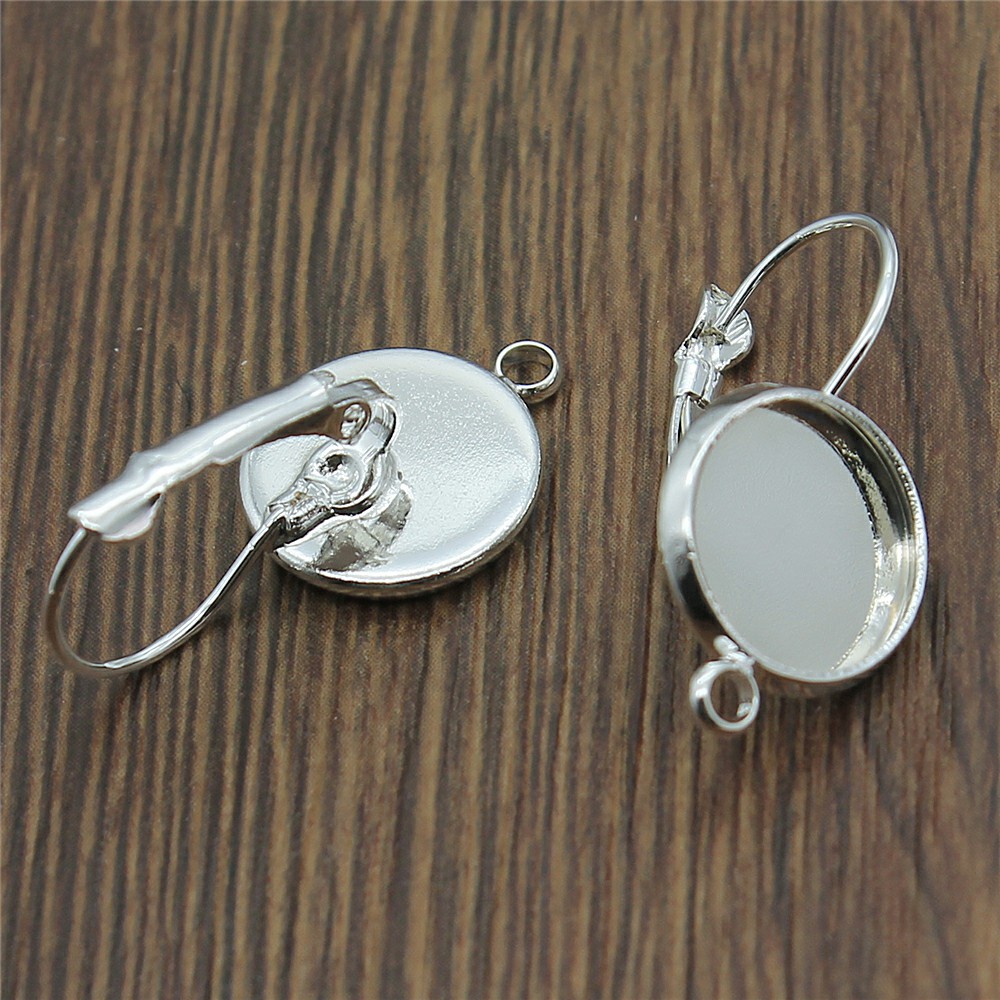 10pcs/lot 3 Colors Fit 12mm Glass Cabochon High Quality Copper Material French Lever Back Earrings Settings Base Connector