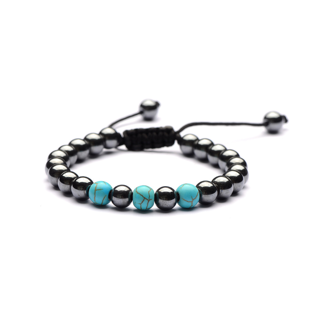 Multicolor Yoga Handmade Weave Black 8mm Beads Hematite Bracelet Jewelry Men Women Turquoise Natural Stones Bracelets Jewelry