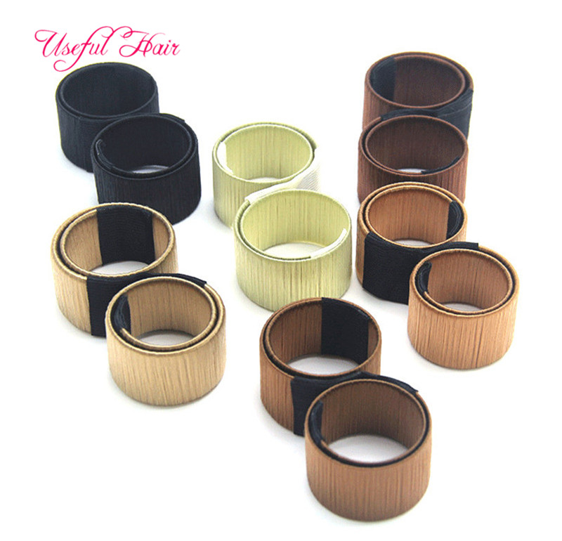 

wholesale cheap French Hair Ties Girl Hair Diy Styling Donut Former Foam Twist Magic Tools Bun Maker Black Brown Coffee ombre color