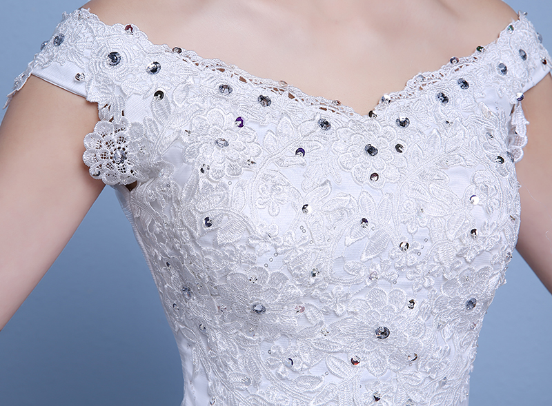 2 Color Real Photo simple Fashion Wedding Dress 2018 New Arrival Korean Style Boat Neck Lace princess vestido de noiva Appliques