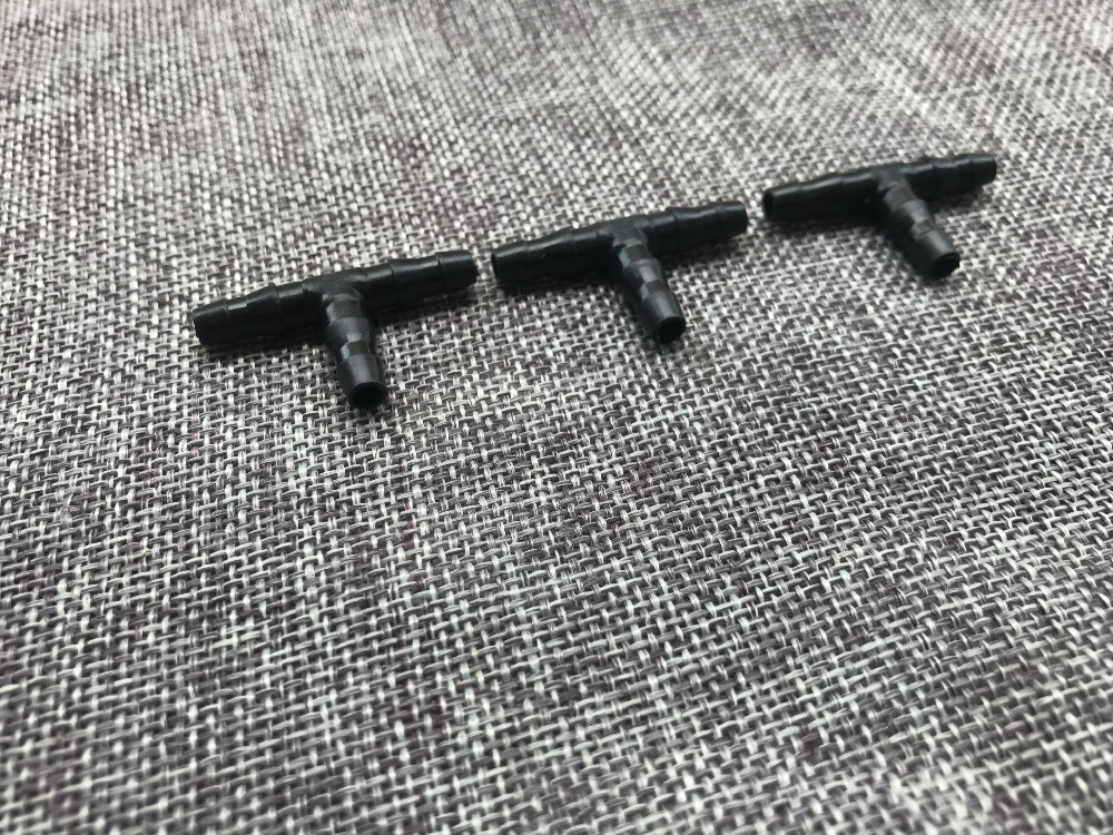 100pcs Irrigation Ploy Tee Pipe Barb Hose Fitting Joiner Drip System Suitable for 4mm/7mm
