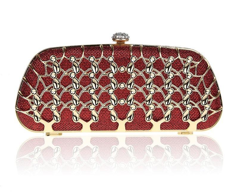 Wholesale- Alloy long rhinestone women bag clutch evening bags black/red/blue cosmetics case small purse bag for wedding/party/diiner