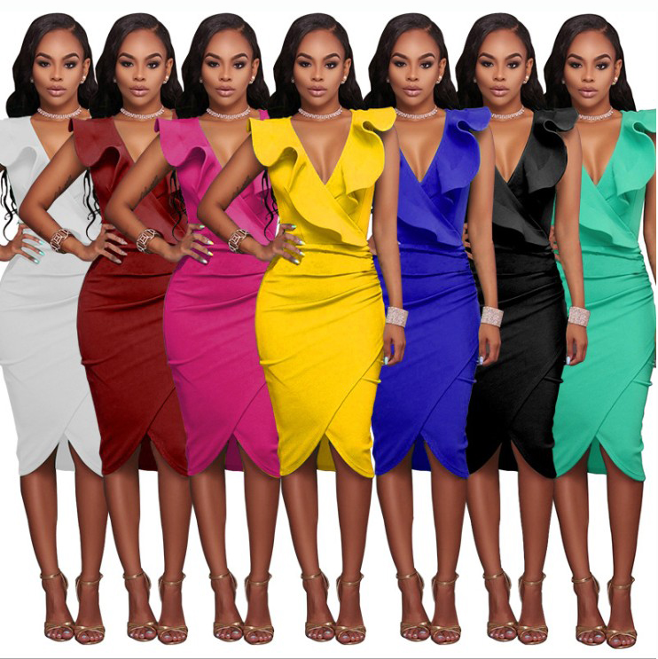 Women's Sleeveless Ruffle Petal Dress Solid Party Wear Middle Calf Dress Deep V Neck Knee High Formal Elegant Vintage Middle Dresses YD5082, Black
Women's Sleeveless Ruffle Petal Dress Solid Party Wear Middle Calf Dress Deep V Neck Knee High Formal Elegant Vintage Middle Dresses YD5082, Black