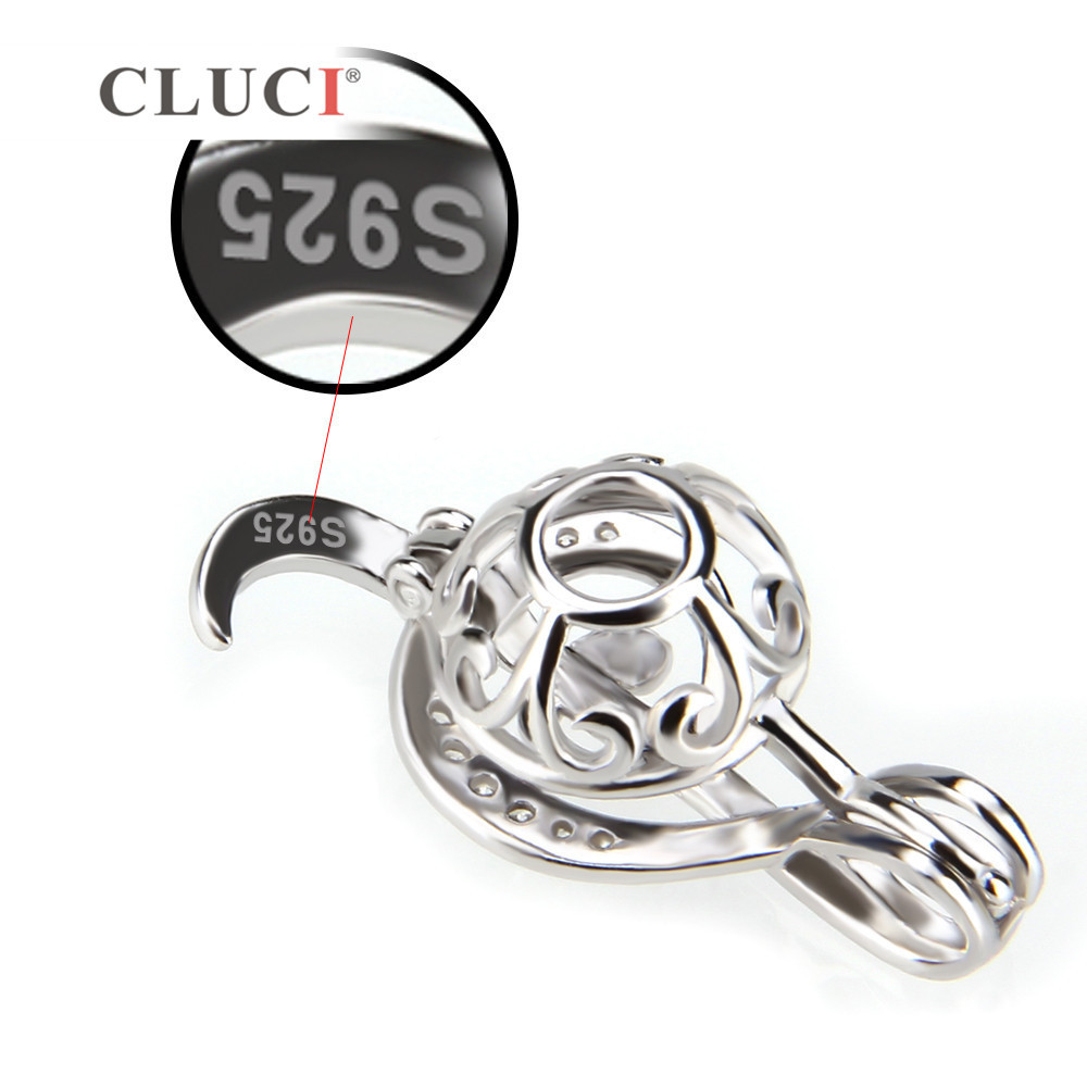 CLUCI musical symbol Treble Clef shape pearl cage pendant 925 sterling silver necklace pendant 3pcs S18101607