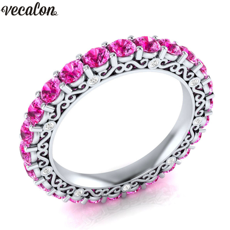 Vecalon 4 colors Birthstones Classic ring Silver Color crystal Cz Engagement wedding band ring For women Dropshipping Jewelry