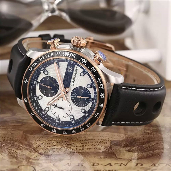 Hot sale luxury watch for man quartz stopwatch mens chronograph watches stainless steel wrist watch leather band cp24