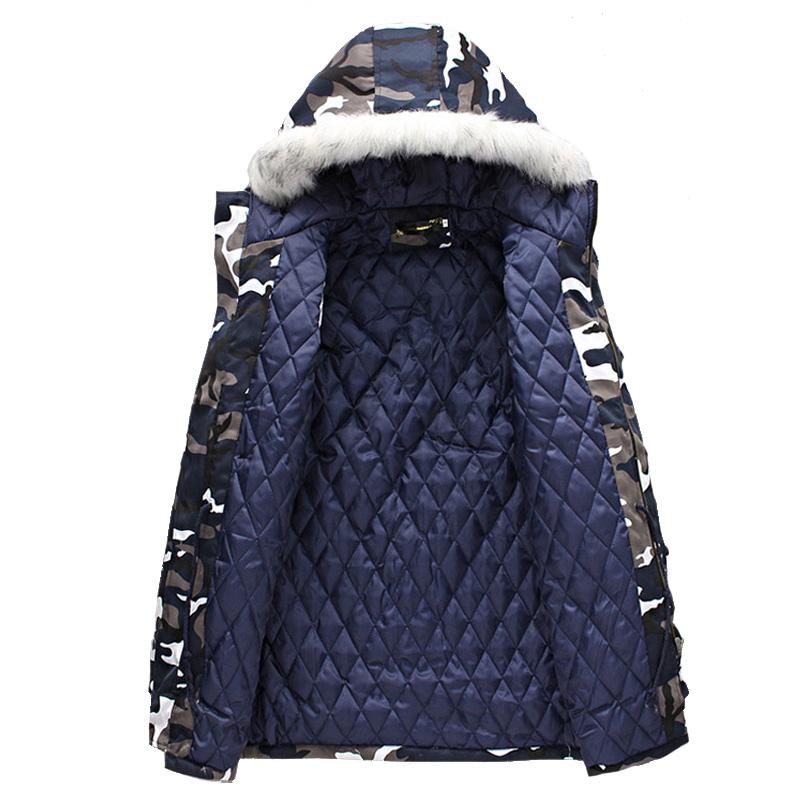 2017 Wadded Men Hooded Coats Veste Homme Parkas Jaqueta Masculina Men's Casual Fashion Slim Fit Medium Long Camouflage Jackets