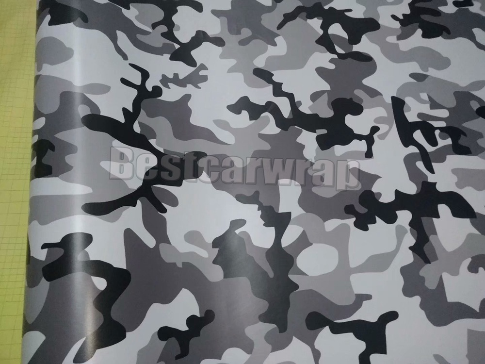 Winter Snow black white Gray Camouflage Vinyl wrap for Vehicle car wrap Graphic Camo covering stickers film air bubble free 1.52x30m 5x98ft