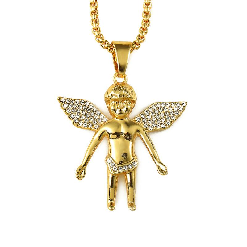 Men's Hiphop Jewelry Micro Angel Piece Necklace Charm Color Gold Chain Hip Hop Bling Jewelry Rappers Collier Female Gifts
Men's Hiphop Jewelry Micro Angel Piece Necklace Charm Color Gold Chain Hip Hop Bling Jewelry Rappers Collier Female Gifts