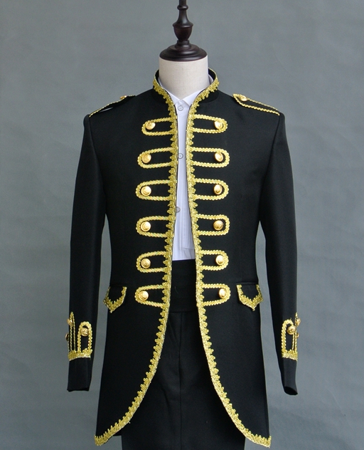 Real picture Double Breasted Gold ornament Wedding Groom Tuxedos Stand Collar Groomsmen Mens Dinner Blazer Suits (Jacket+Pants+Tie) NO:1633