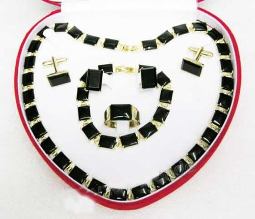 Set 18K Gold Plated Black Agate Necklace Bracelet Earring Men Ring &Cufflinks<<<free shipping
Set 18K Gold Plated Black Agate Necklace Bracelet Earring Men Ring &Cufflinks<<<free shipping