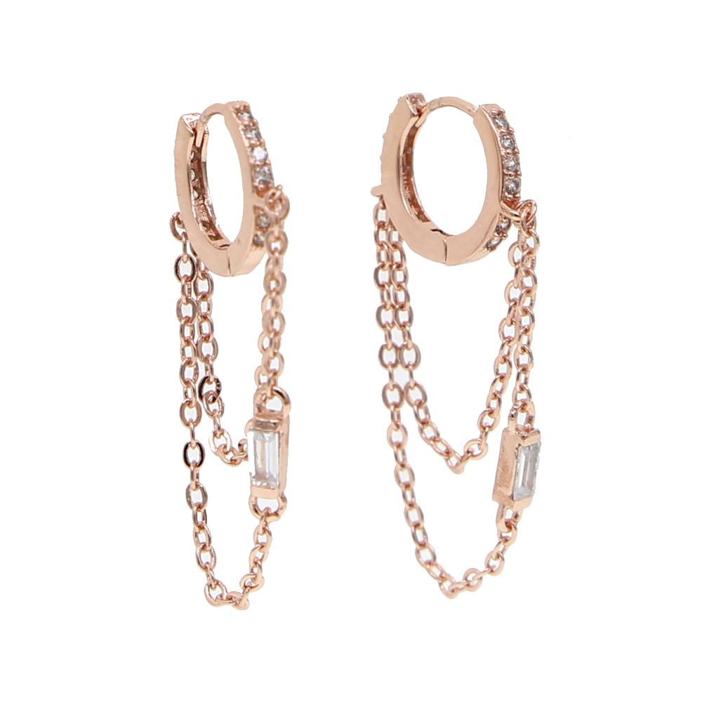 tassel chain earring with cz mini hoop gold plated fashion european women ladies gorgeous fashion trendy earrings jewelry