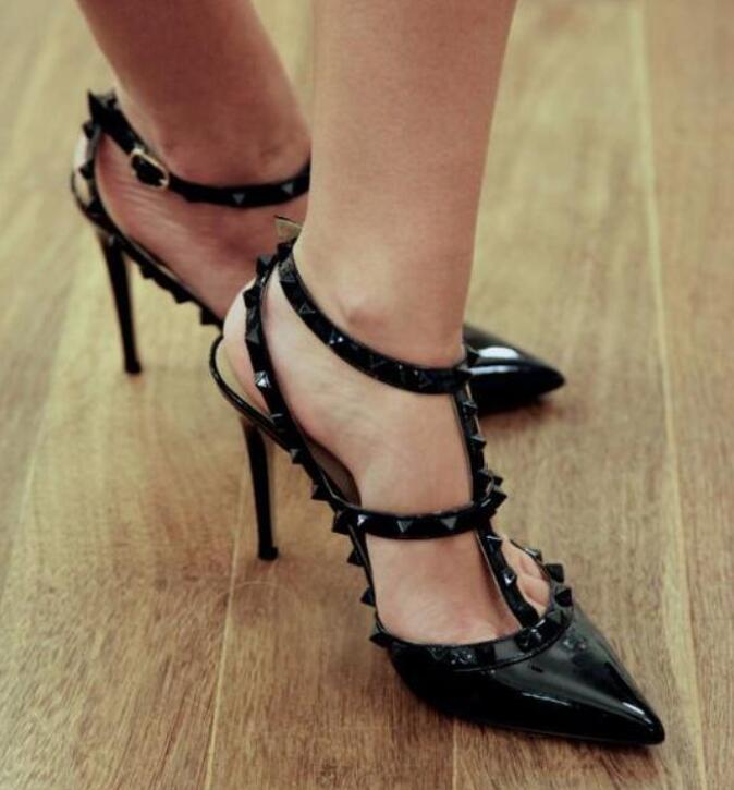 2018 Fashion Black Pink Red Nude Pumps Pointed Toe T-Strap Stiletto Heels Shoes Studded Rivets Women High Heels Party Dress shoes, Multi
2018 Fashion Black Pink Red Nude Pumps Pointed Toe T-Strap Stiletto Heels Shoes Studded Rivets Women High Heels Party Dress shoes, Multi