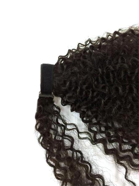 Kinky curly Pony Tail hairpiece 140g High Quality Human Ponytail Hair Tight Wrap Around Human Hair Ponytail 10-22inch natural black 1b
