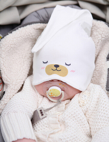 Newborn Baby Ear Protection Cap Cute Bear Air-conditioned Room hat Baby Hair Bows Hat Spring Autumn Winter Kids hat Many color MZ04