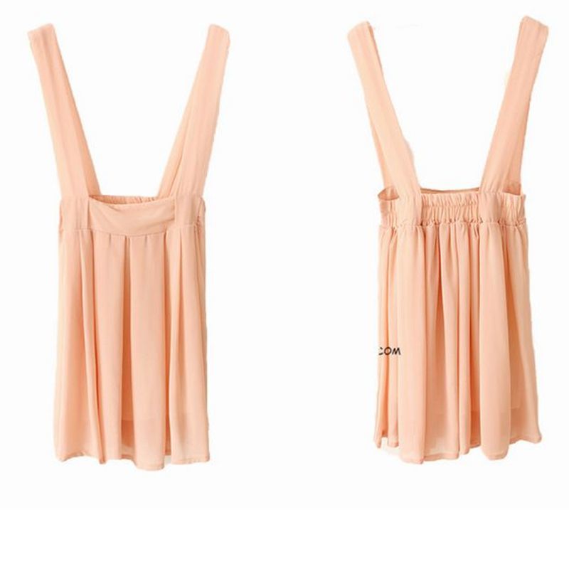 2018 lady casual suspend skirt summer chiffon Strap skirts short pleated skirt school mini A skirts S916