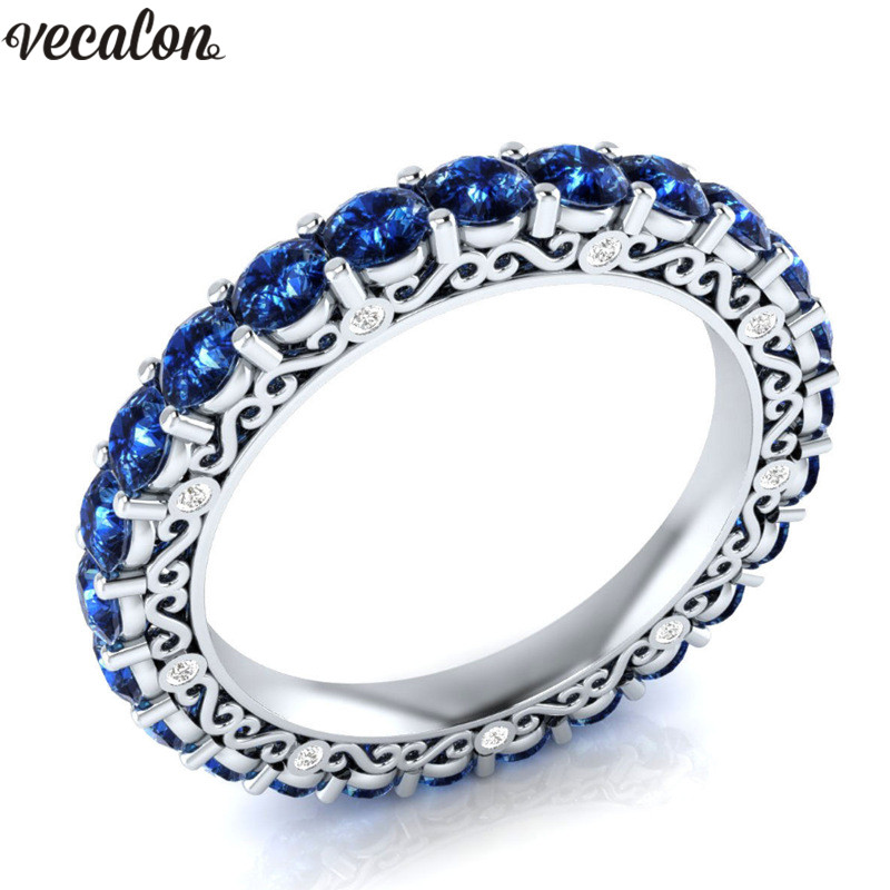 Vecalon 4 colors Birthstones Classic ring Silver Color crystal Cz Engagement wedding band ring For women Dropshipping Jewelry