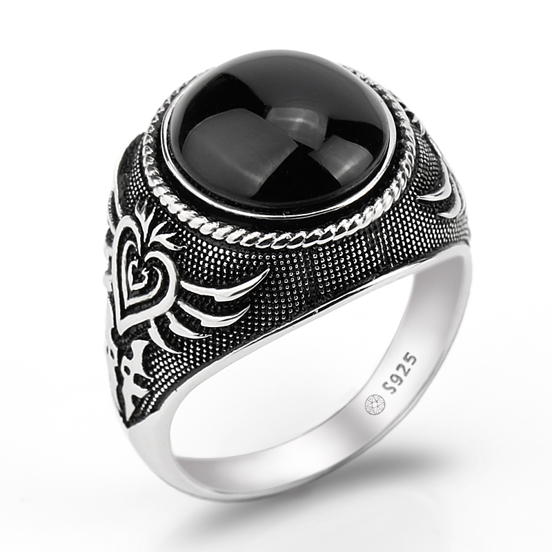 Real 925 Sterling Silver Men Ring Black Big Agate Natural Stone Personality Poker Featured for Men Women Lovers Jewelry
Real 925 Sterling Silver Men Ring Black Big Agate Natural Stone Personality Poker Featured for Men Women Lovers Jewelry