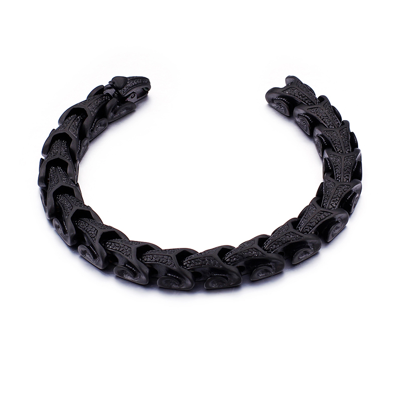 Snake Pattern Stainless Steel Bracelet Fashion Colorful Men's Ancient Silver Thick Heavy Hip Hop Rock Bangle Jewelry