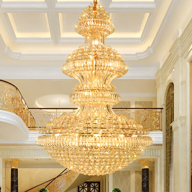 Modern Crystal Chandeliers Lights Fixture American Golden Chandelier LED Lamps Euorpean Hotel Lobby Hall Stairway Home Inoodr Lighting