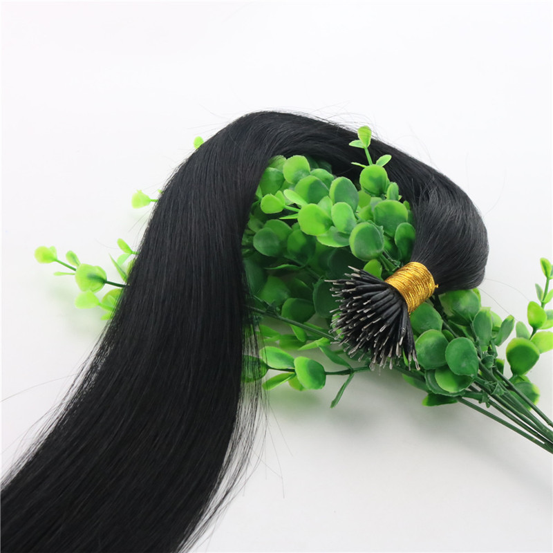 Natural Color Black Straight Hair 9A Brazilian Hair Extensions 14inch-26inch 100Strands 100gram Nano Ring Human Hair Extensions